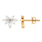 Marquise Cut Real Diamond Cluster Flower Stud Earrings