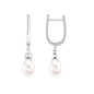 Cultured Freshwater Pearl Diamond Dangle Drop Earrings