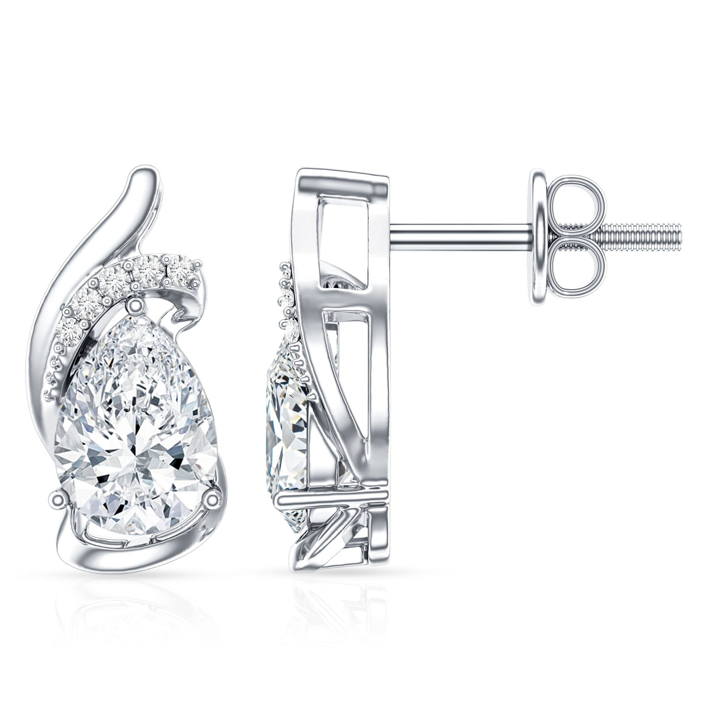 1.3 Carat Certified Lab Grown Diamond Teardrop Stud Earrings