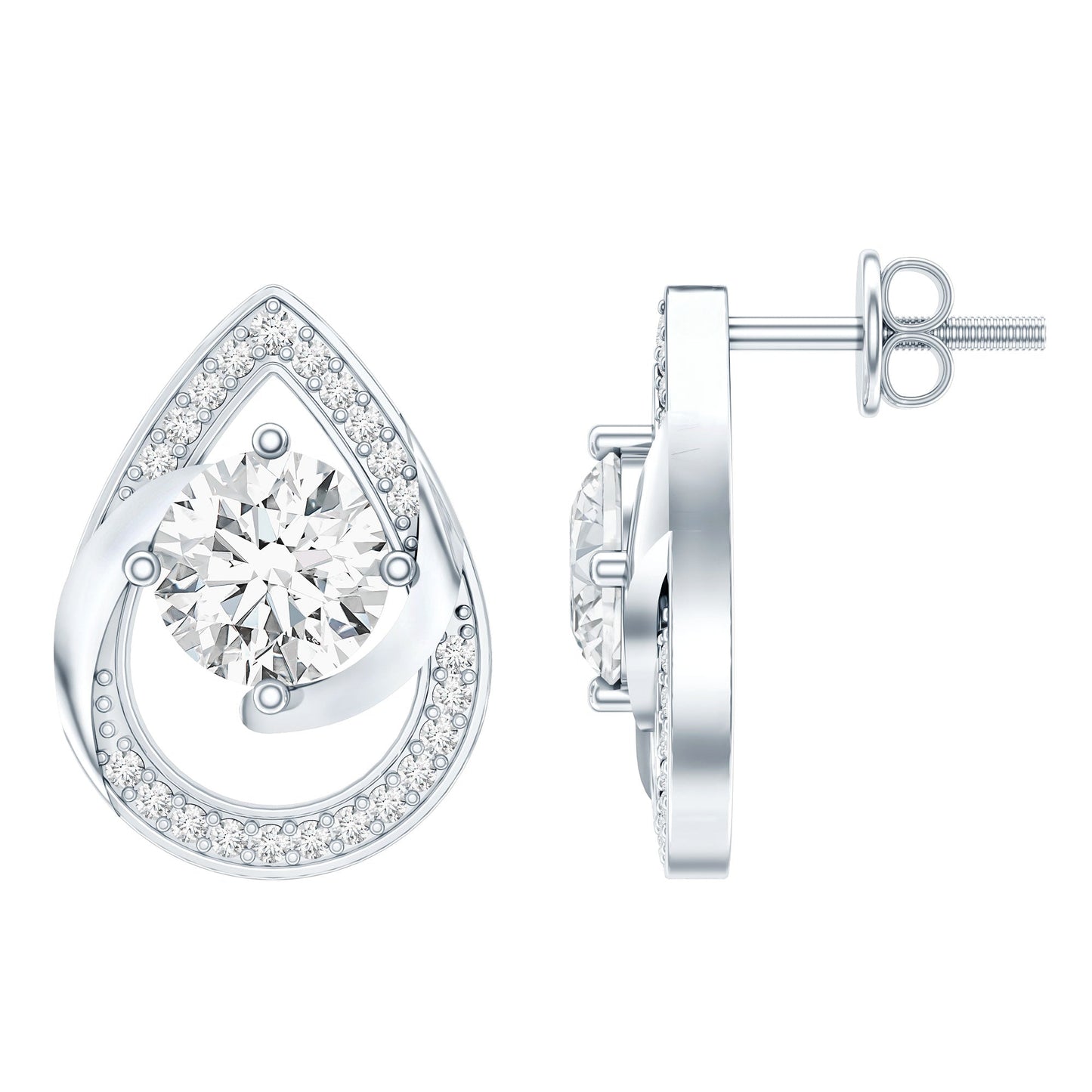 Certified 1.9 Carat Lab Grown Diamond Teardrop Stud Earrings