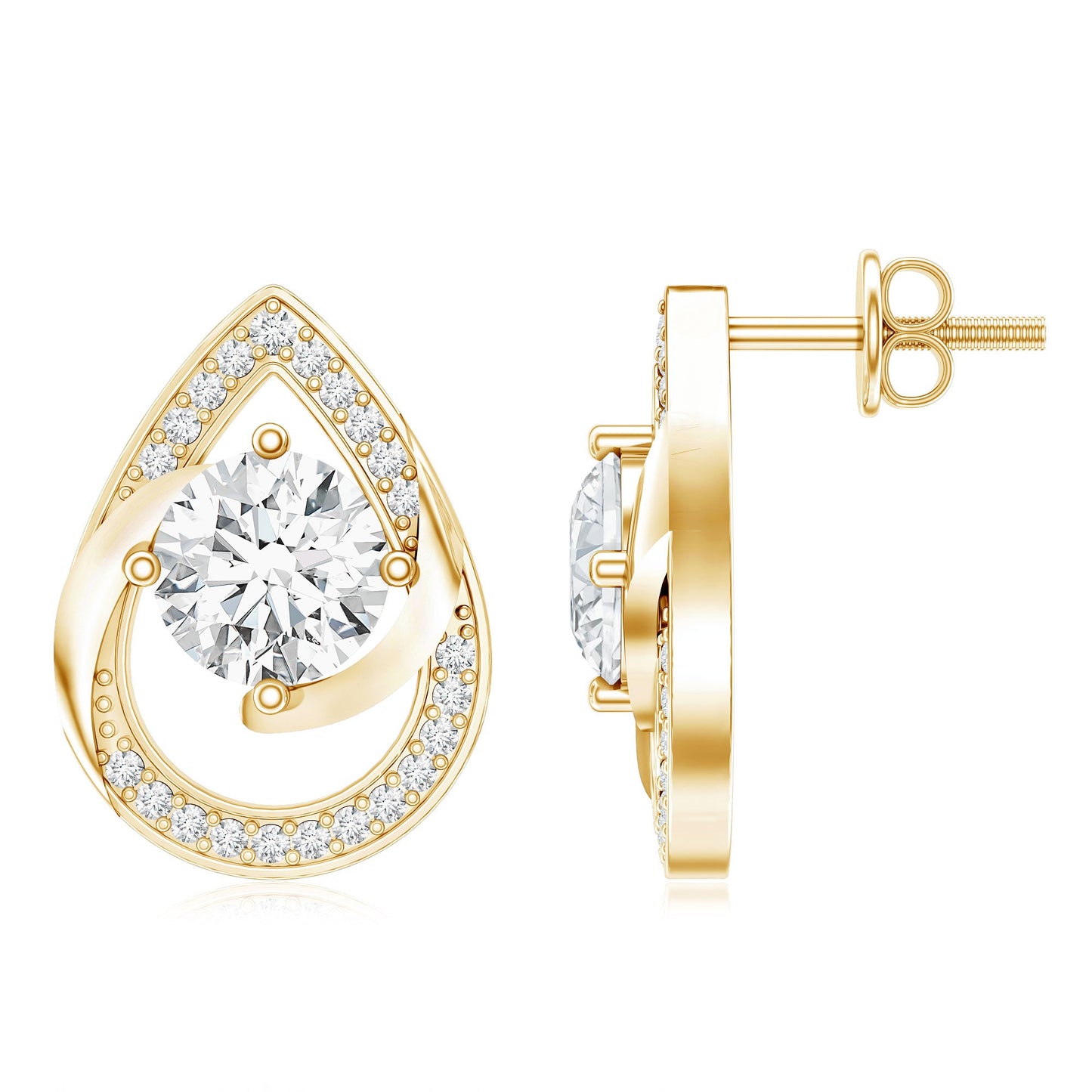 Certified 1.9 Carat Lab Grown Diamond Teardrop Stud Earrings