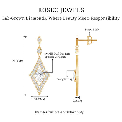 Certified Lab Grown Diamond Dangle Long Earrings
