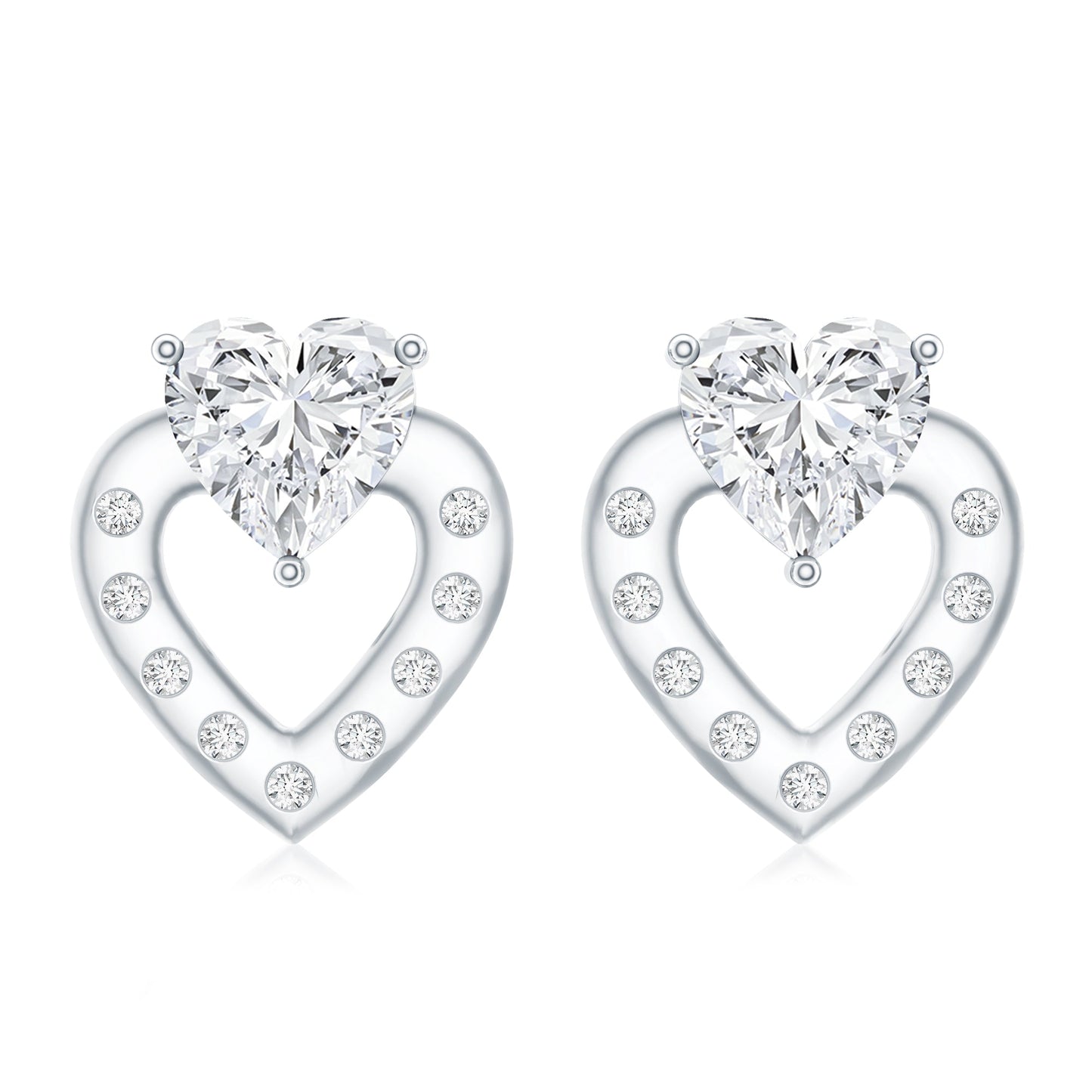 1.5 Carat Lab Grown Diamond Heart Studs For Her