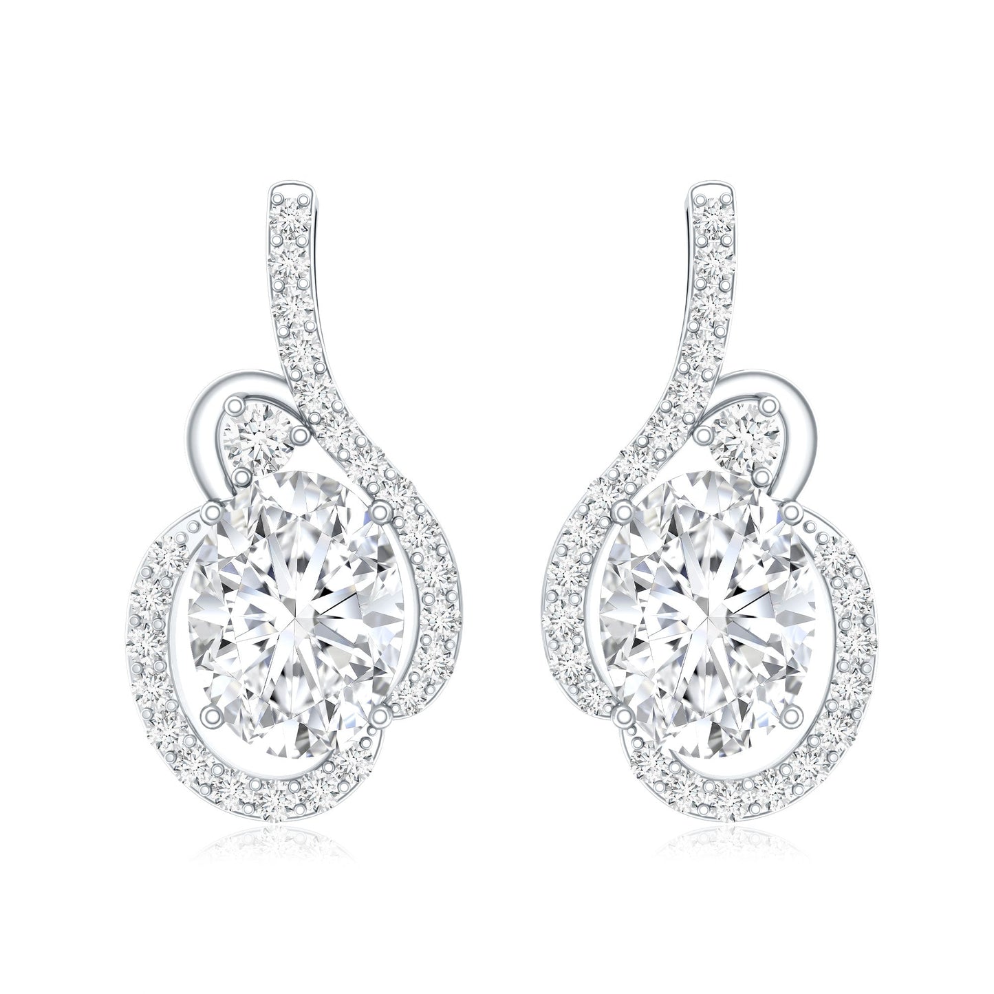 Certified 2.5 Carat Oval Lab Grown Diamond Designer Stud Earrings