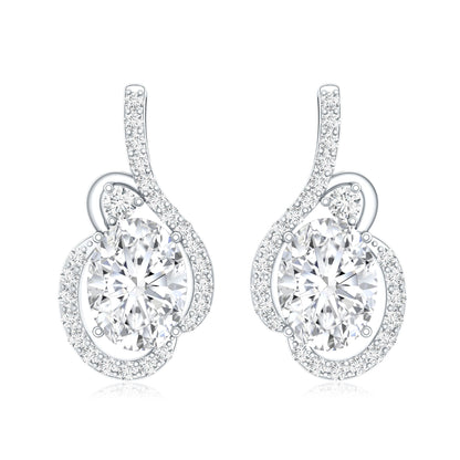 Certified 2.5 Carat Oval Lab Grown Diamond Designer Stud Earrings