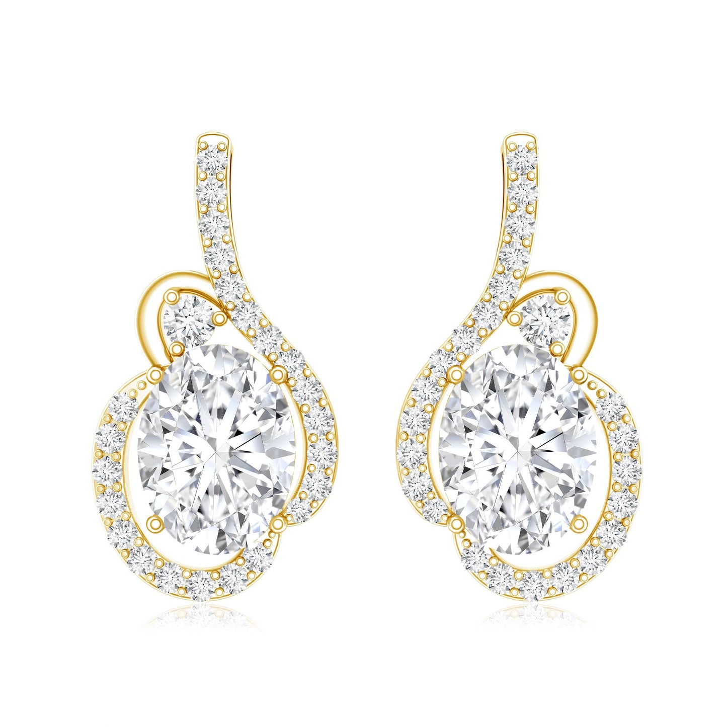 Certified 2.5 Carat Oval Lab Grown Diamond Designer Stud Earrings