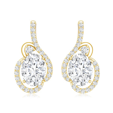 Certified 2.5 Carat Oval Lab Grown Diamond Designer Stud Earrings