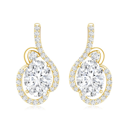 Certified 2.5 Carat Oval Lab Grown Diamond Designer Stud Earrings