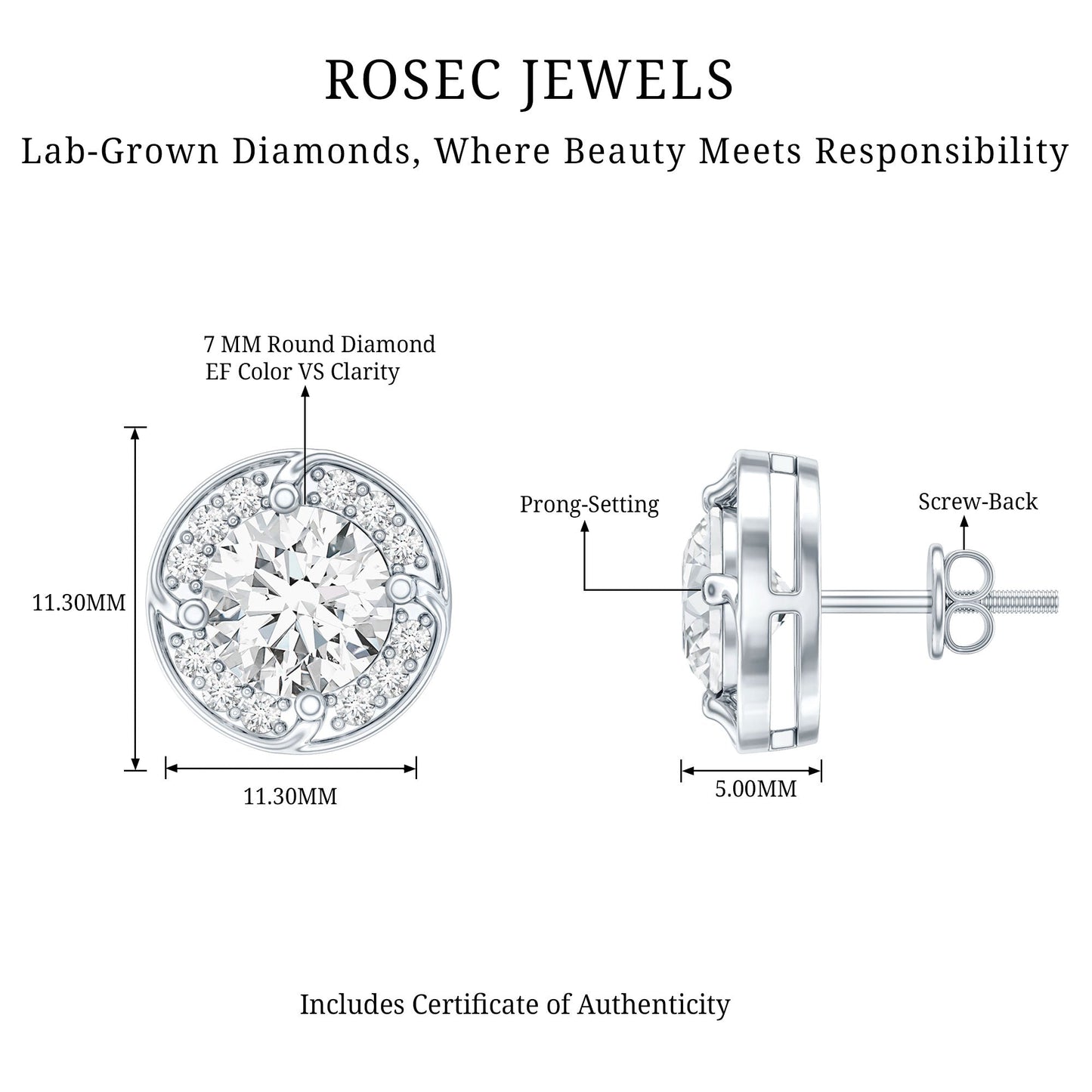 2.5 Carat Lab Grown Diamond Halo Stud Earrings