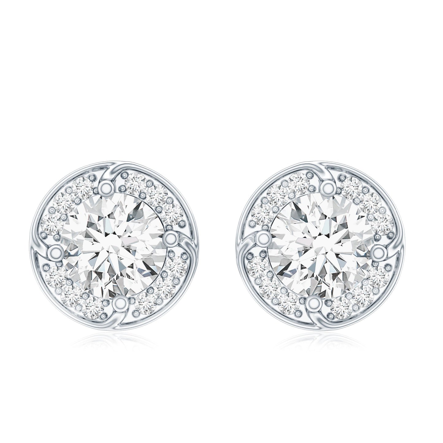 2.5 Carat Lab Grown Diamond Halo Stud Earrings