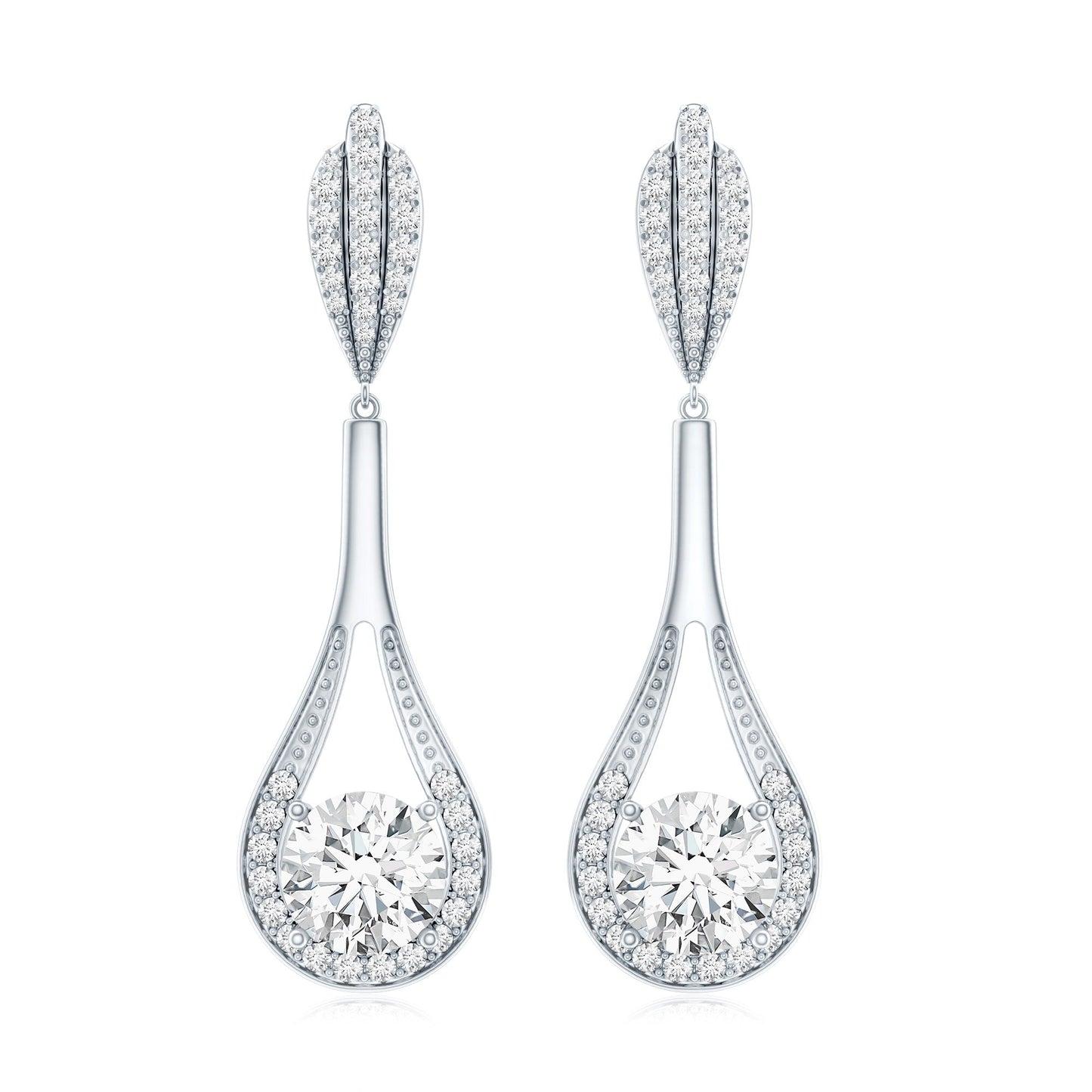 Certified Lab Grown Diamond Long Dangle Earrings