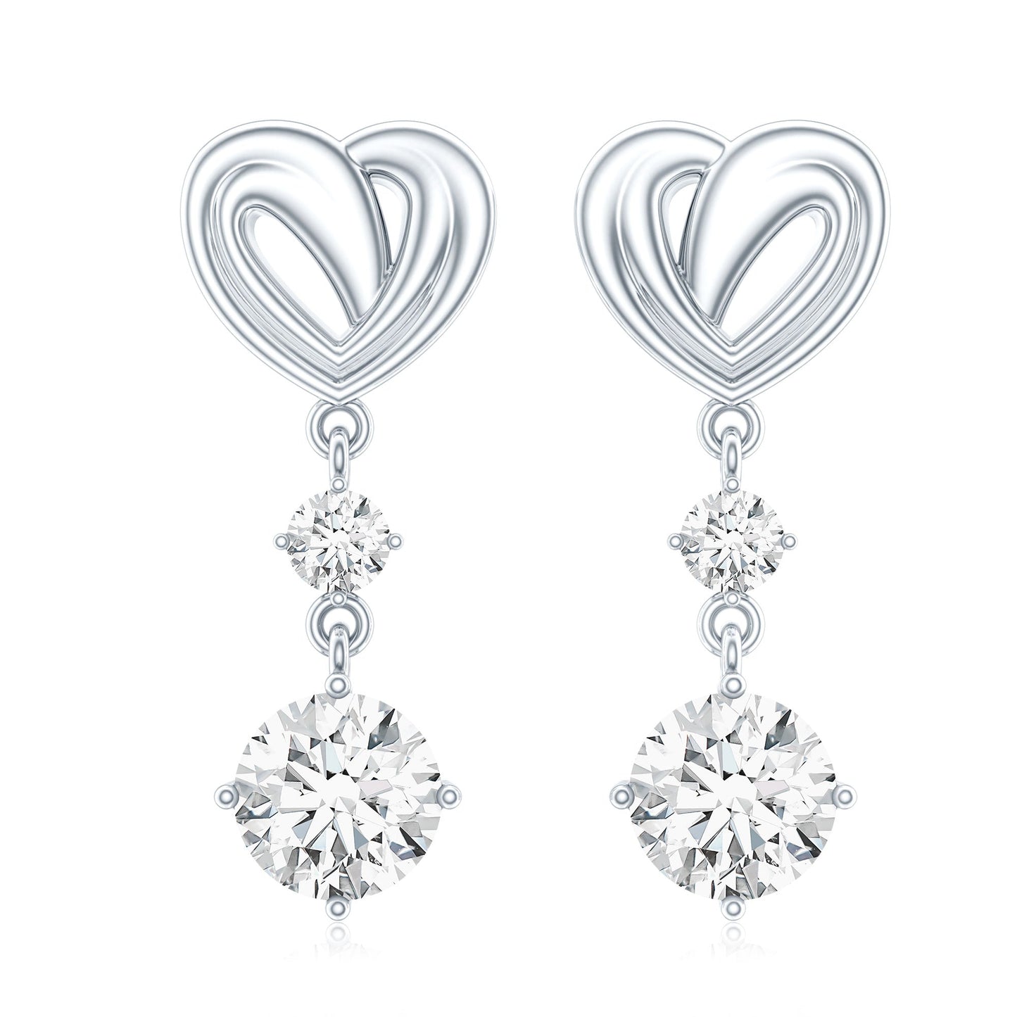 Certified Lab Grown Diamond Heart Dangle Drop Earrings