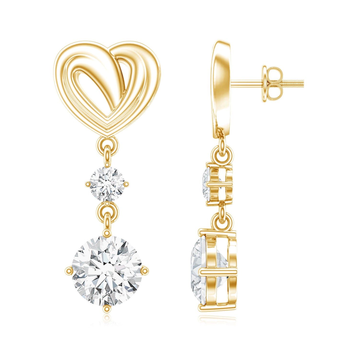Certified Lab Grown Diamond Heart Dangle Drop Earrings