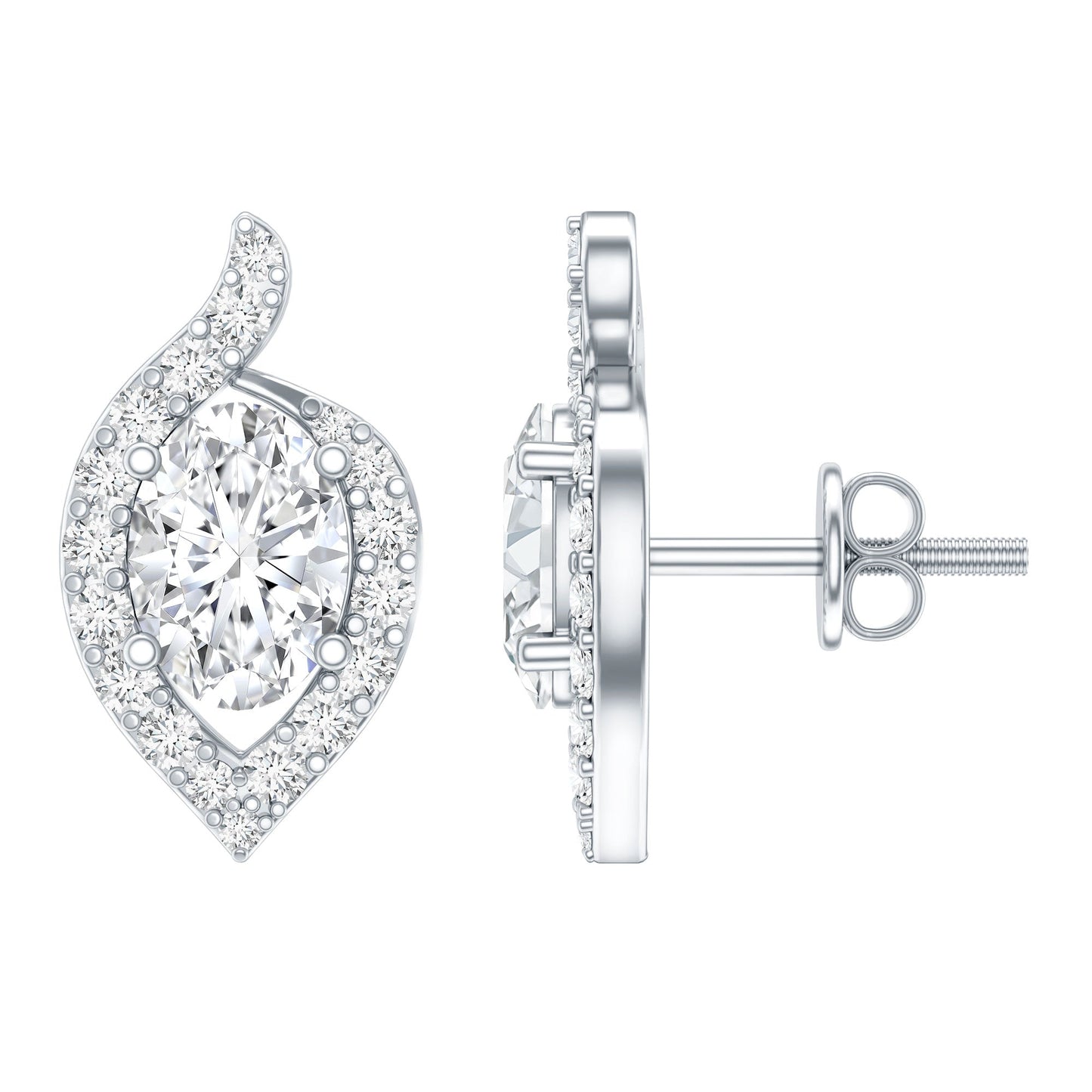 Certified 1.5 Carat Oval Lab Grown Diamond Stud Earrings For Women