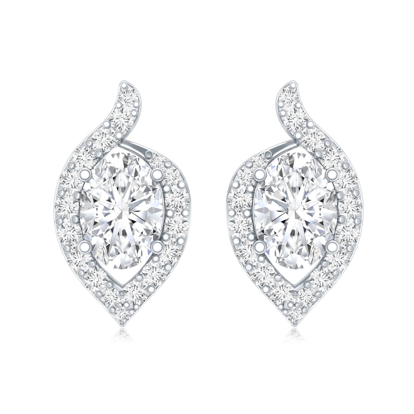 Certified 1.5 Carat Oval Lab Grown Diamond Stud Earrings For Women