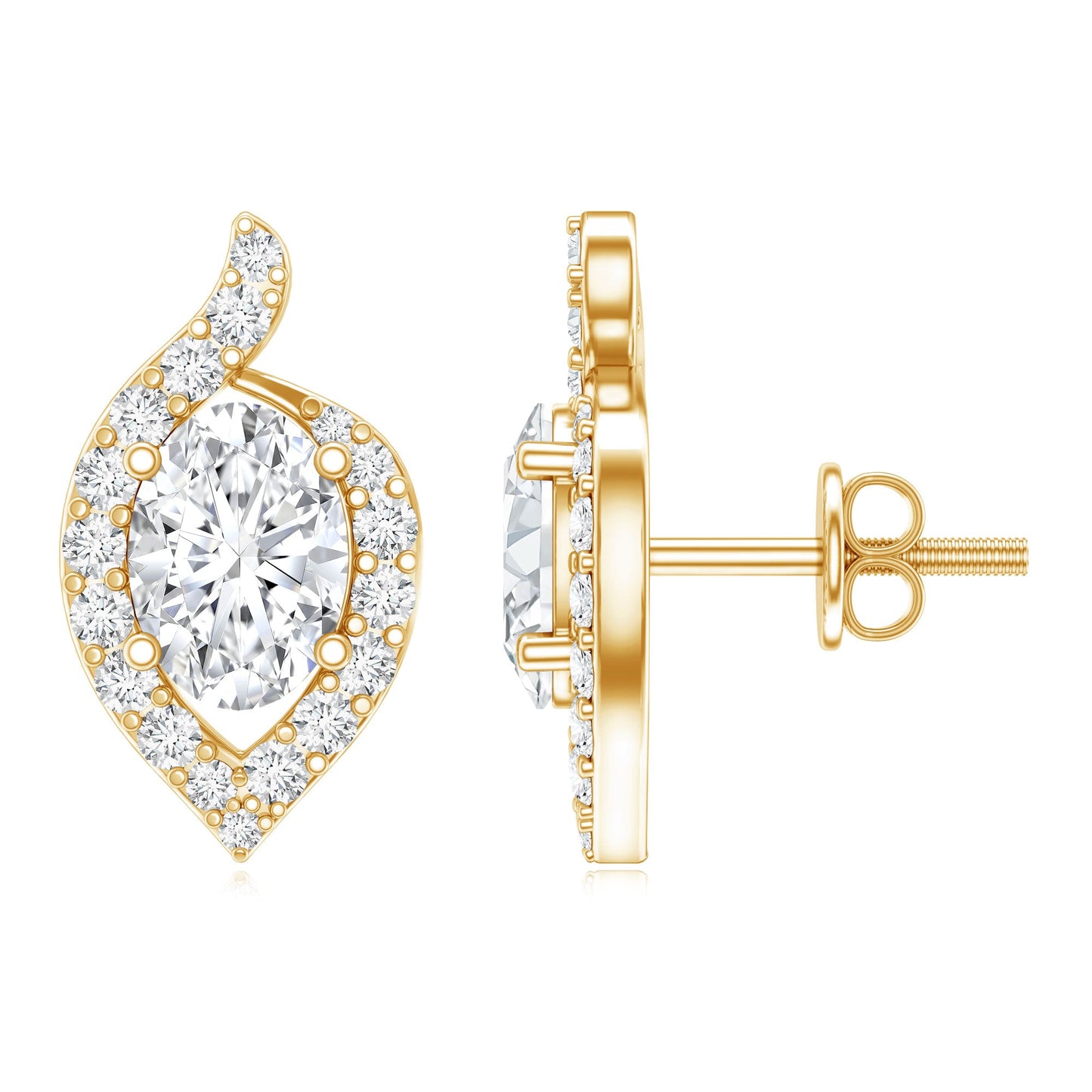 Certified 1.5 Carat Oval Lab Grown Diamond Stud Earrings For Women