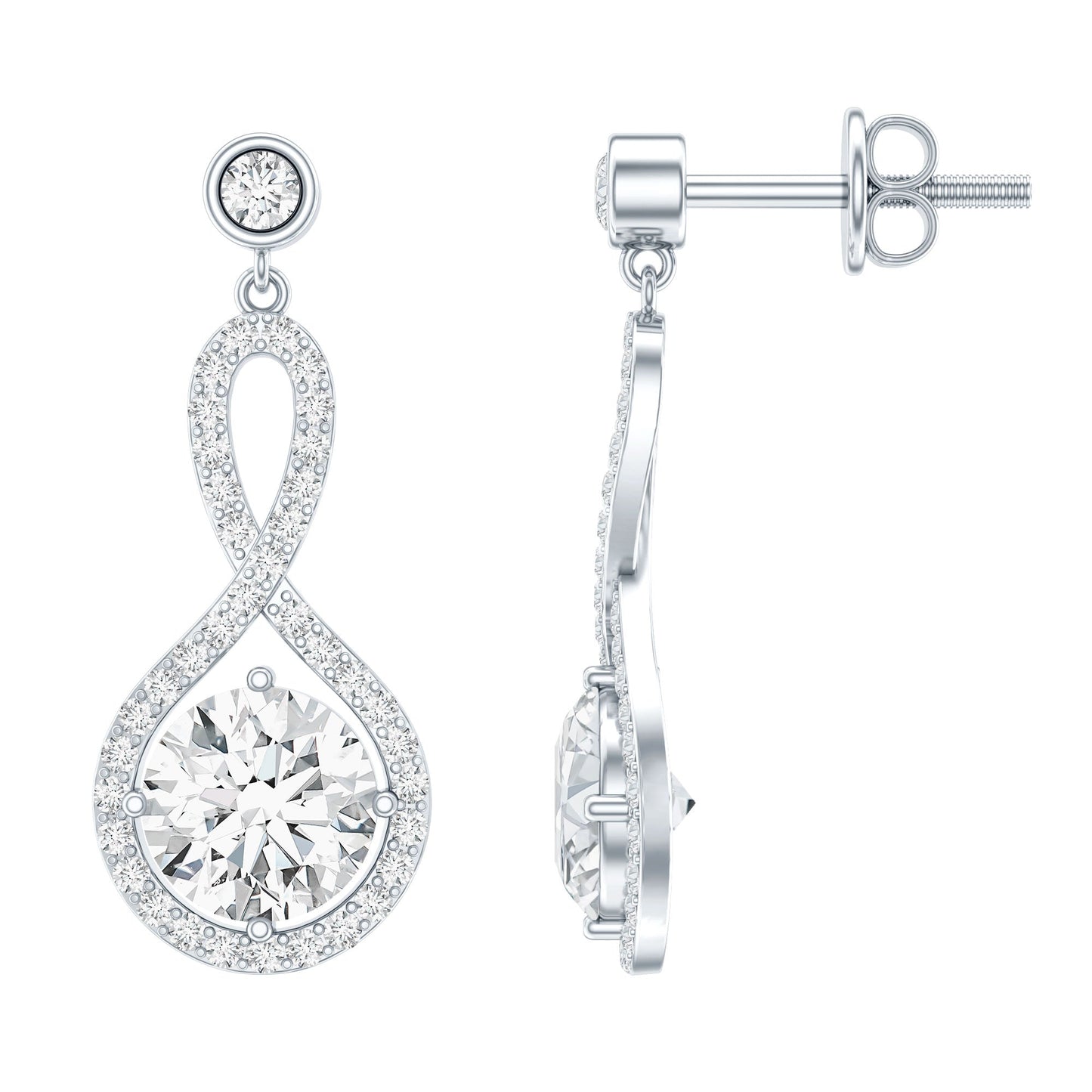 1.9 Carat Lab Grown Diamond Infinity Dangle Earrings For Women
