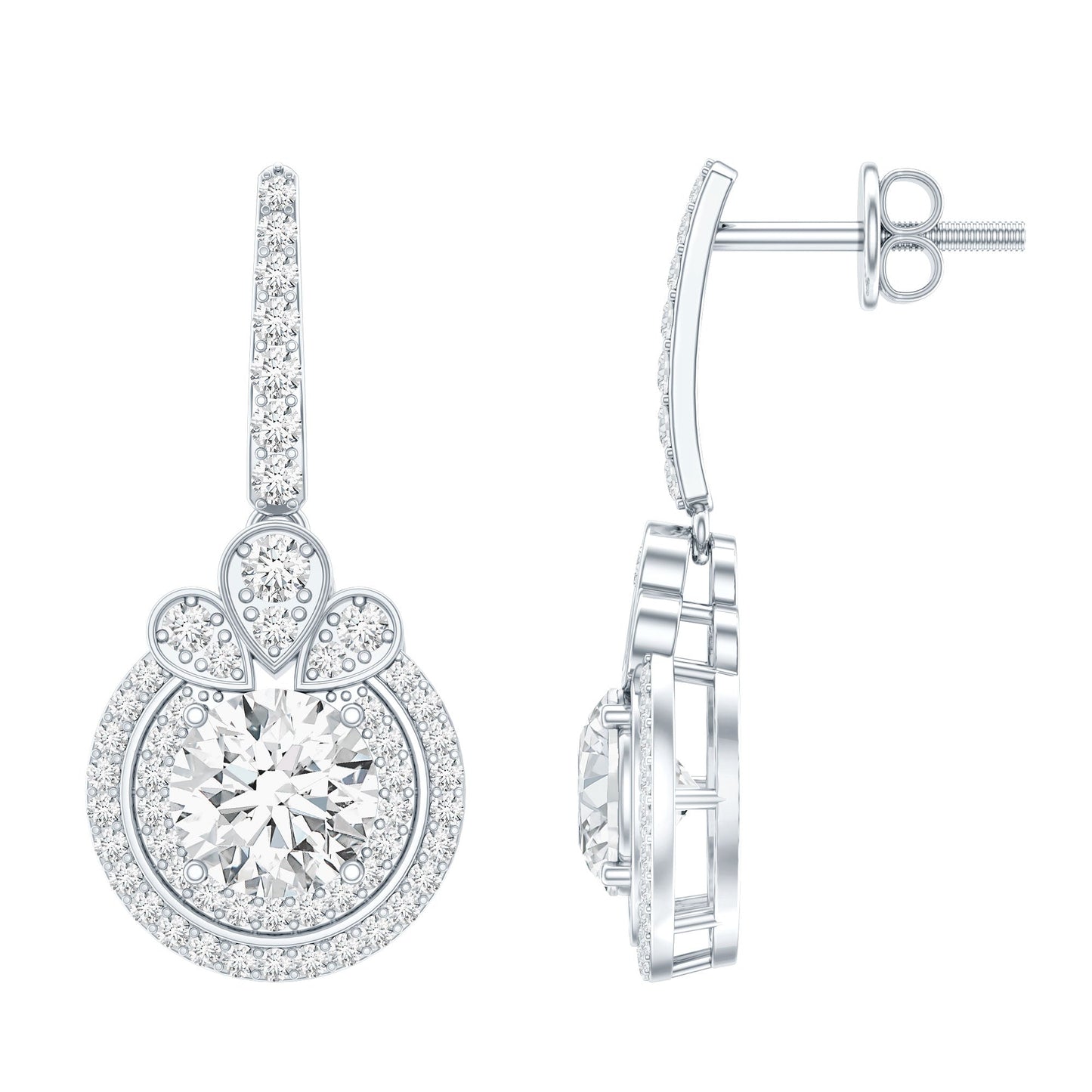 Certified Lab Grown Diamond Bridal Wedding Drop Earrings