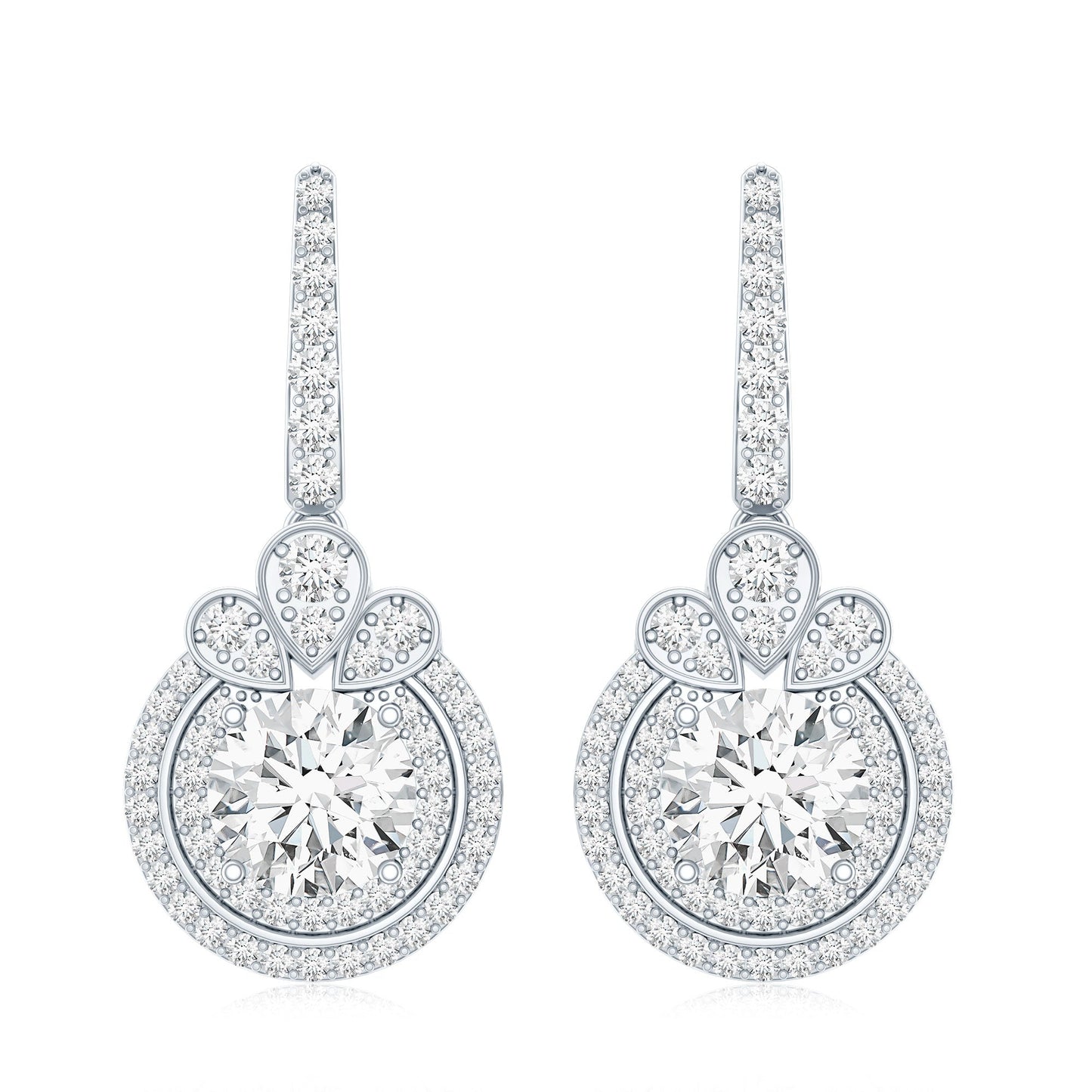 Certified Lab Grown Diamond Bridal Wedding Drop Earrings