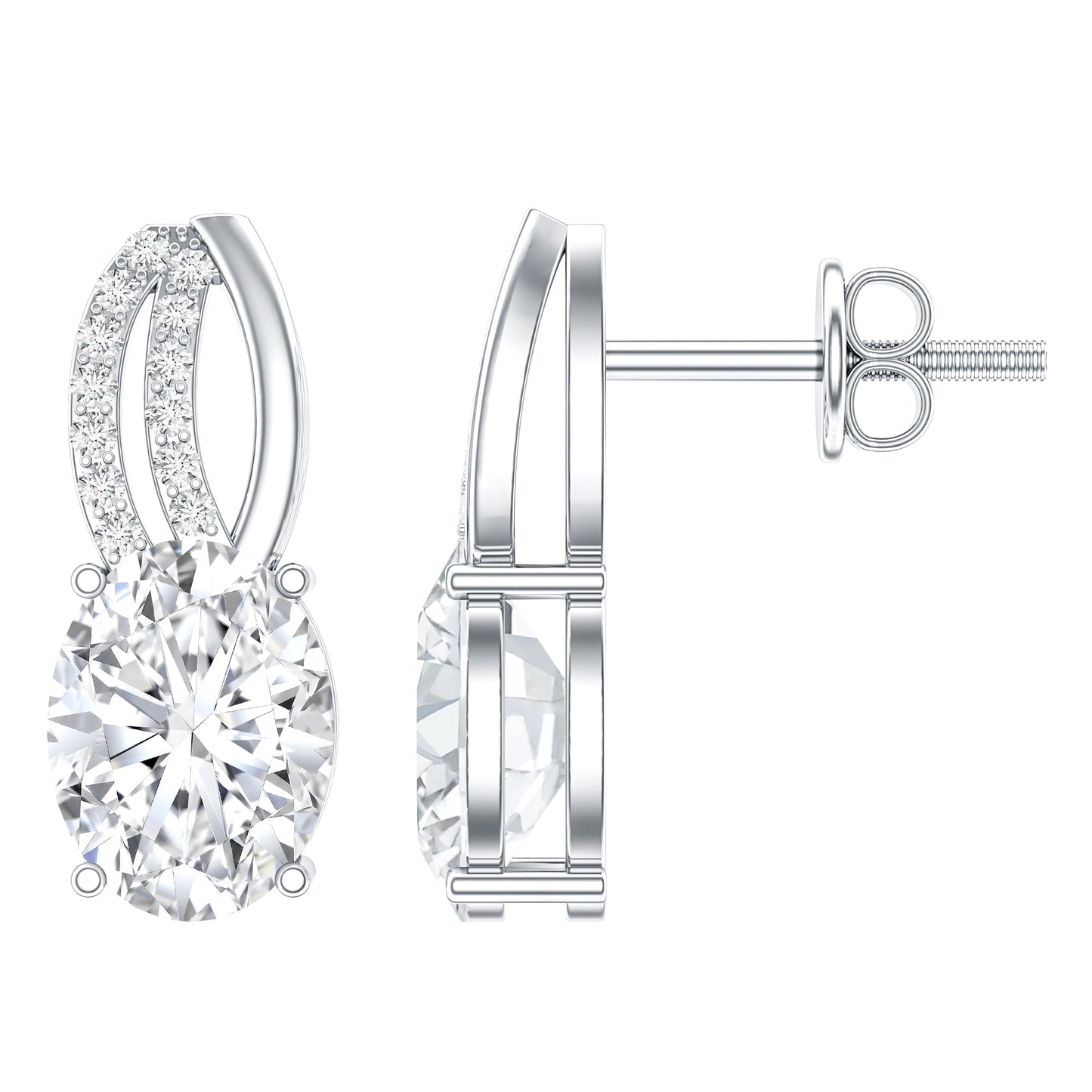 2.5 Carat Oval Lab Grown Diamond Designer Studs For Women
