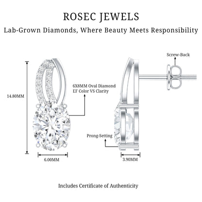 2.5 Carat Oval Lab Grown Diamond Designer Studs For Women