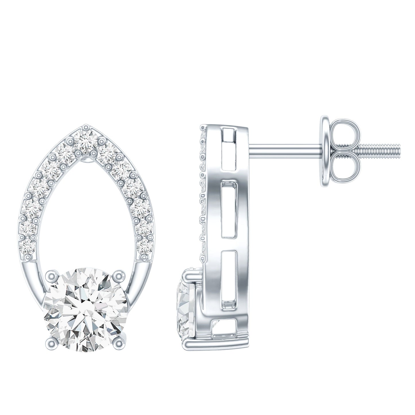 Certified 0.9 Carat Lab Grown Diamond Leaf Stud Earrings