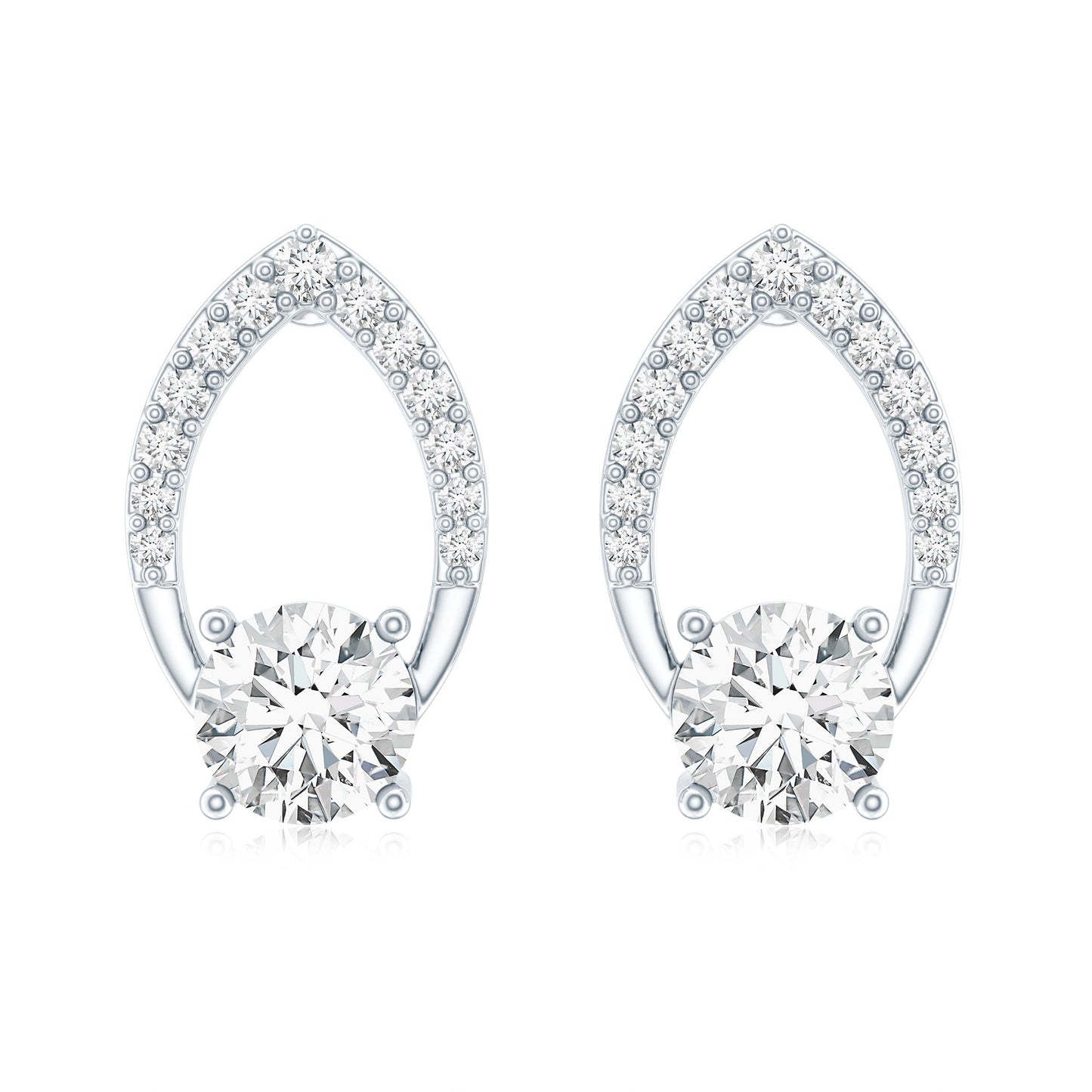 Certified 0.9 Carat Lab Grown Diamond Leaf Stud Earrings