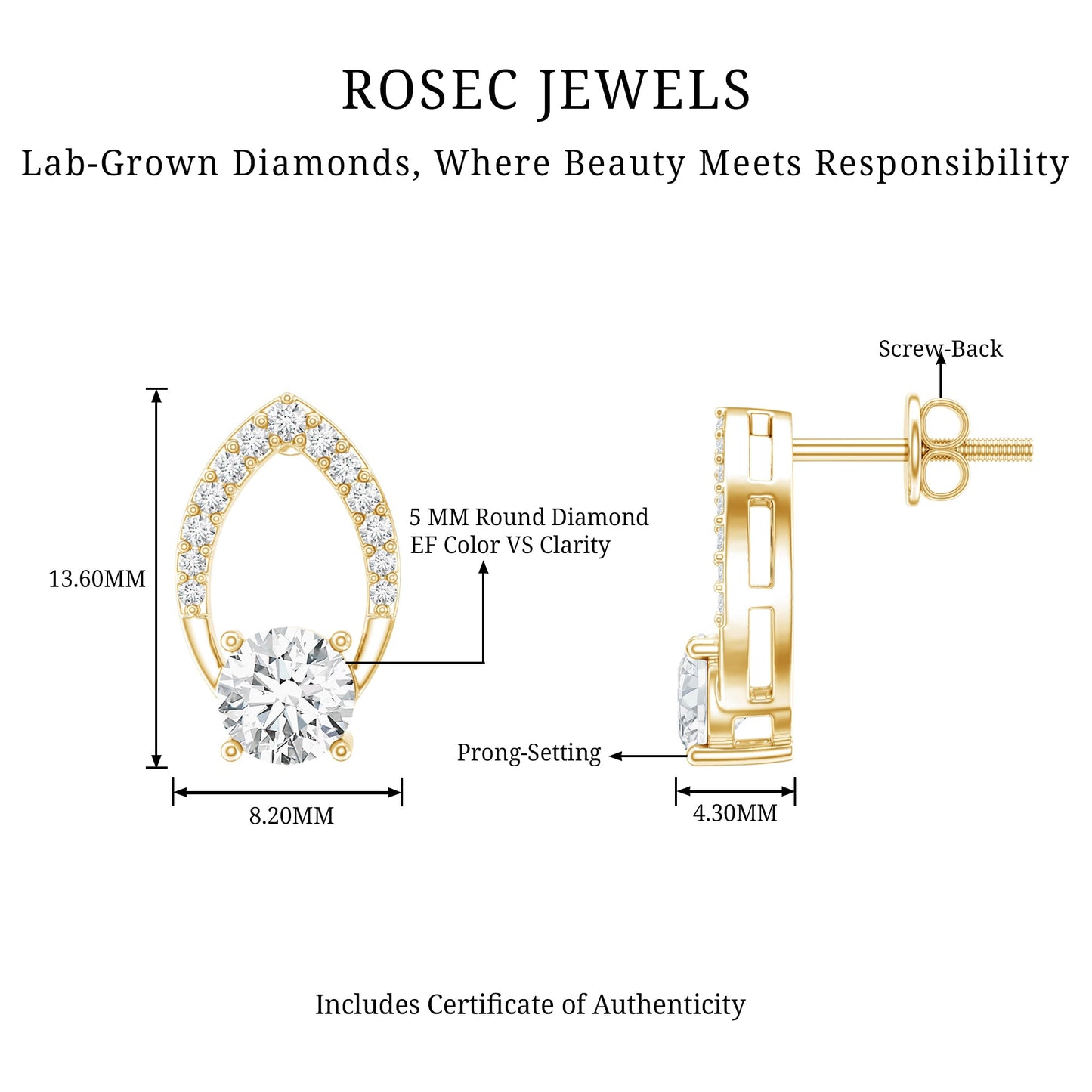 Certified 0.9 Carat Lab Grown Diamond Leaf Stud Earrings