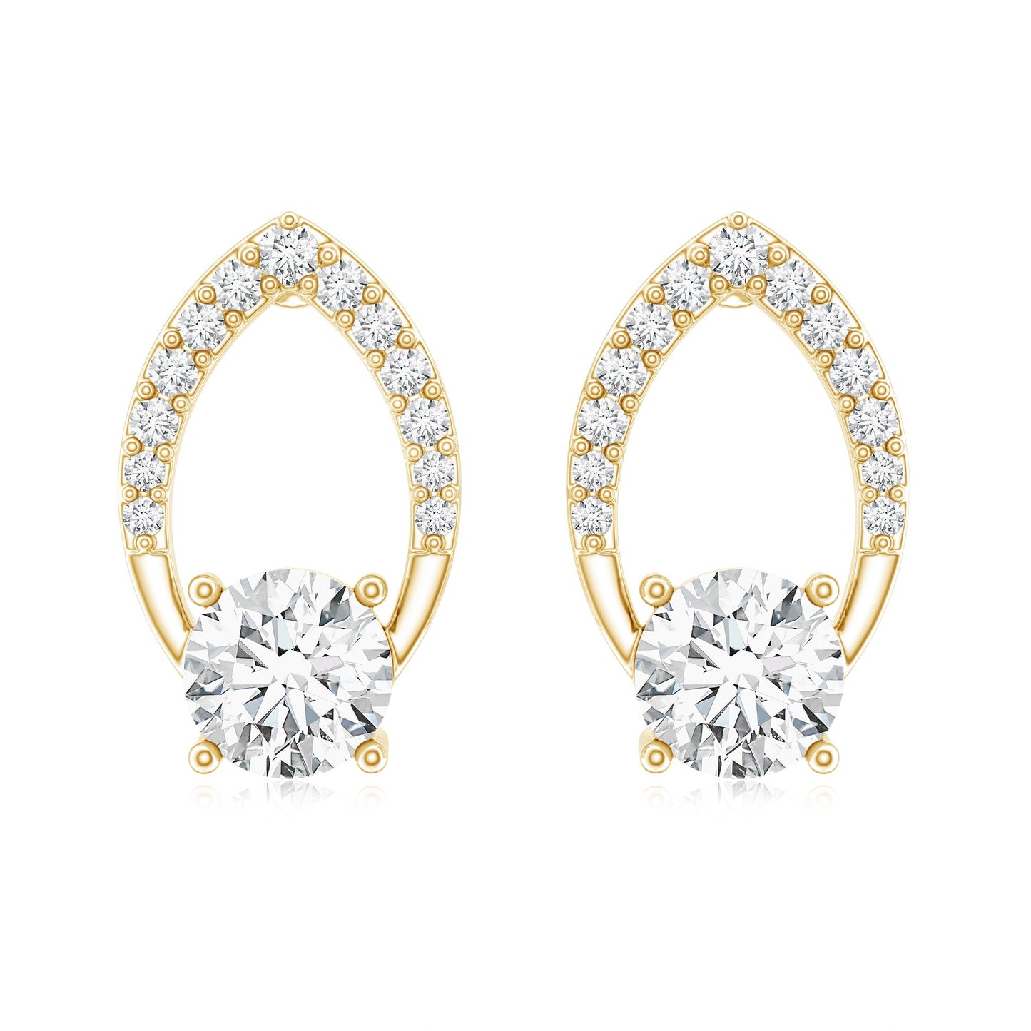 Certified 0.9 Carat Lab Grown Diamond Leaf Stud Earrings