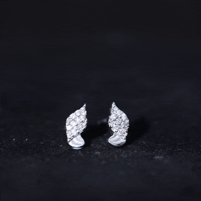 Certified Lab Grown Diamond Leaf Stud Earrings With Screw Back