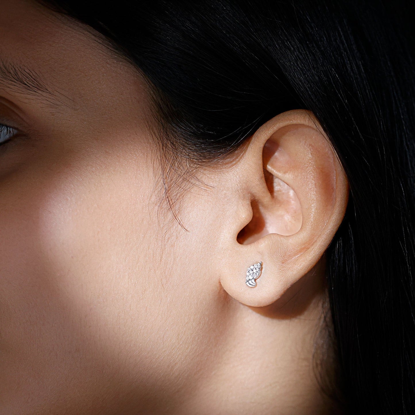 Certified Lab Grown Diamond Leaf Stud Earrings With Screw Back
