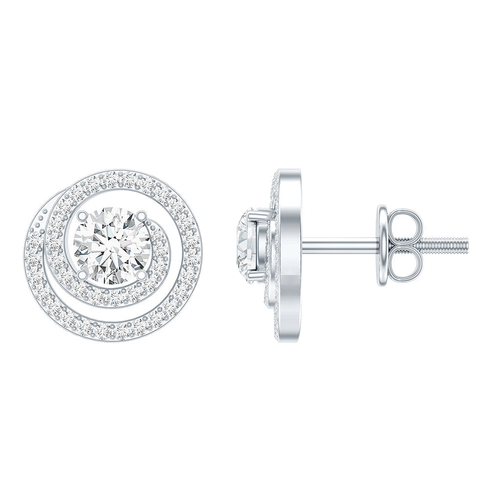 Lab Grown Diamond Swirl Stud Earrings With Screw Back