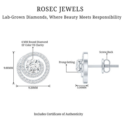 Lab Grown Diamond Swirl Stud Earrings With Screw Back