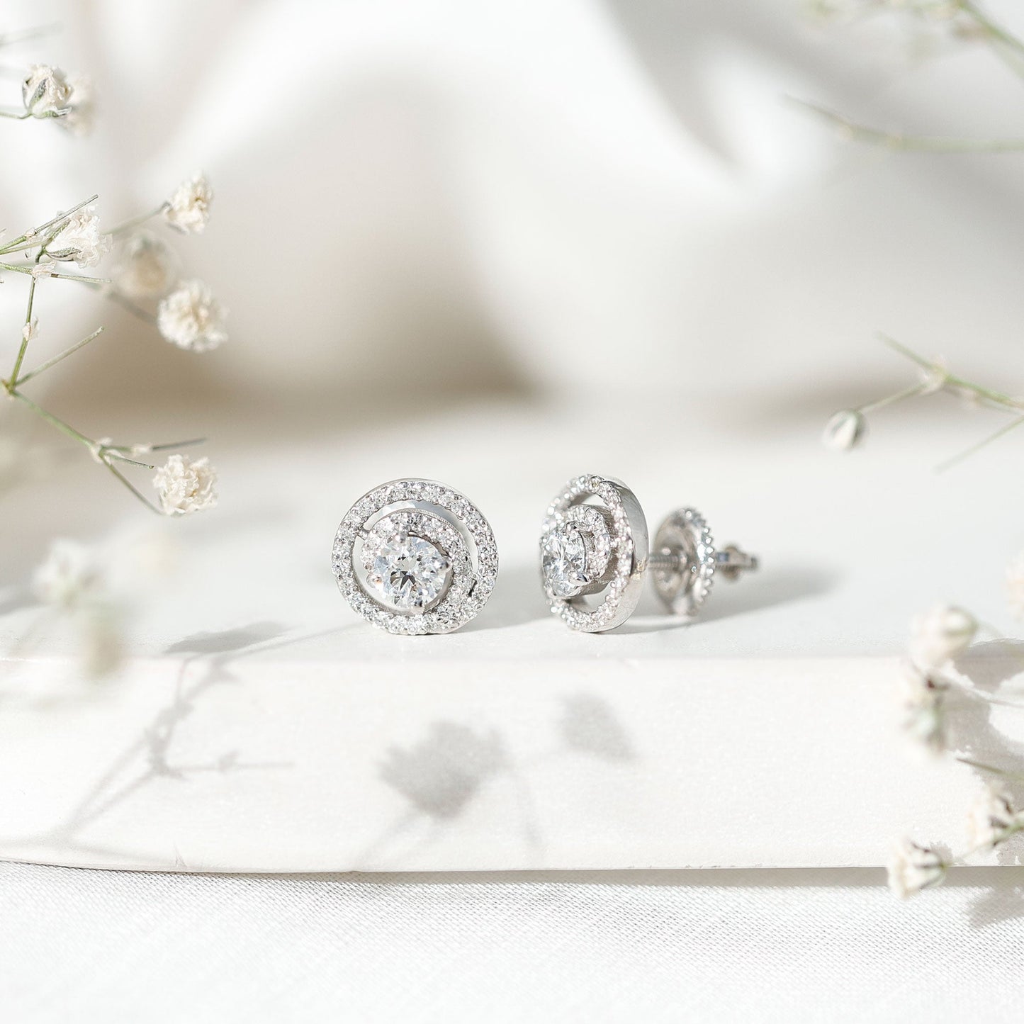 Lab Grown Diamond Swirl Stud Earrings With Screw Back