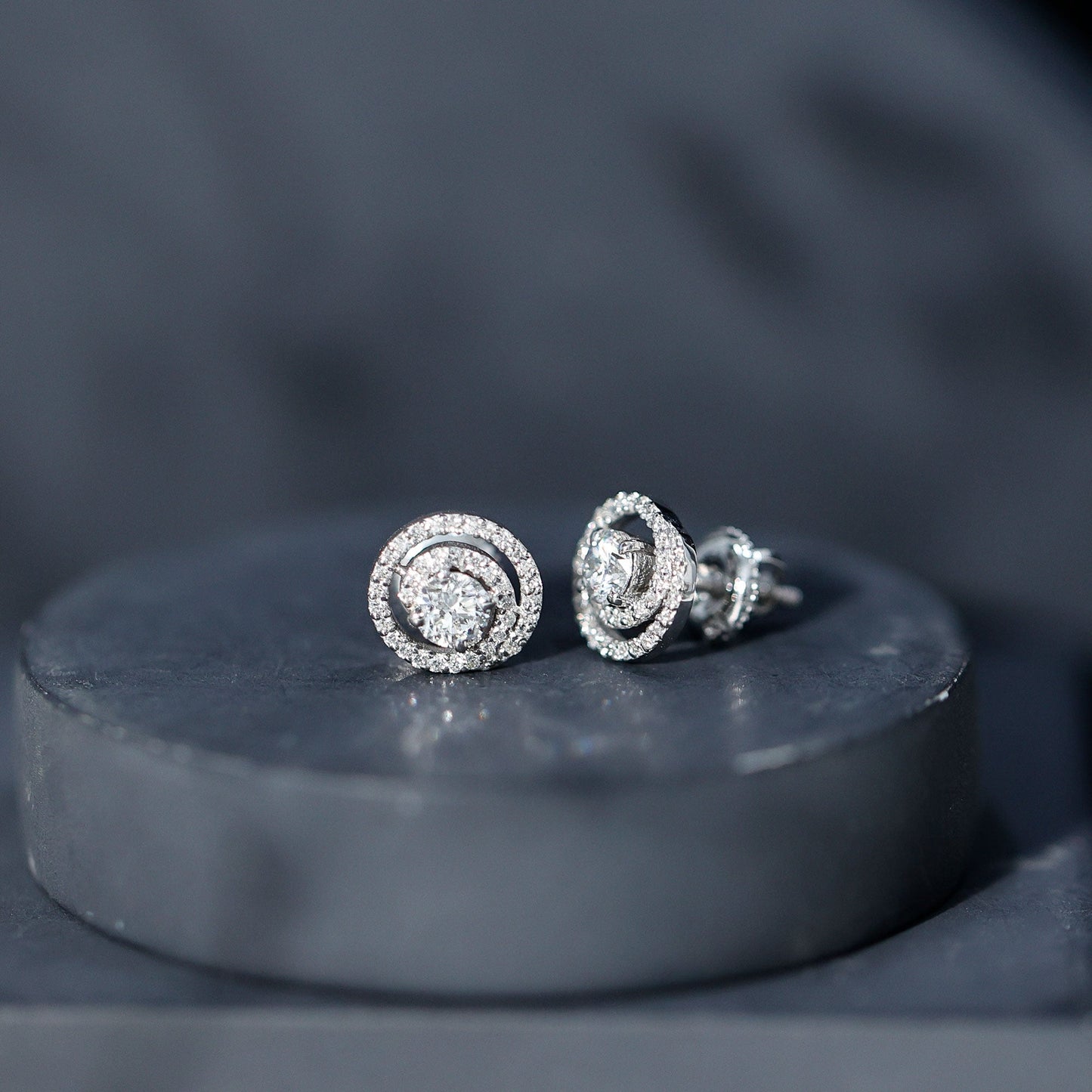 Lab Grown Diamond Swirl Stud Earrings With Screw Back