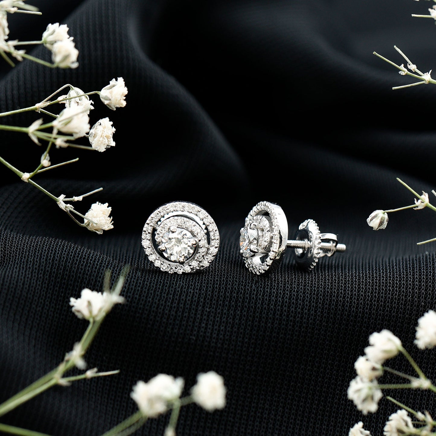 Lab Grown Diamond Swirl Stud Earrings With Screw Back