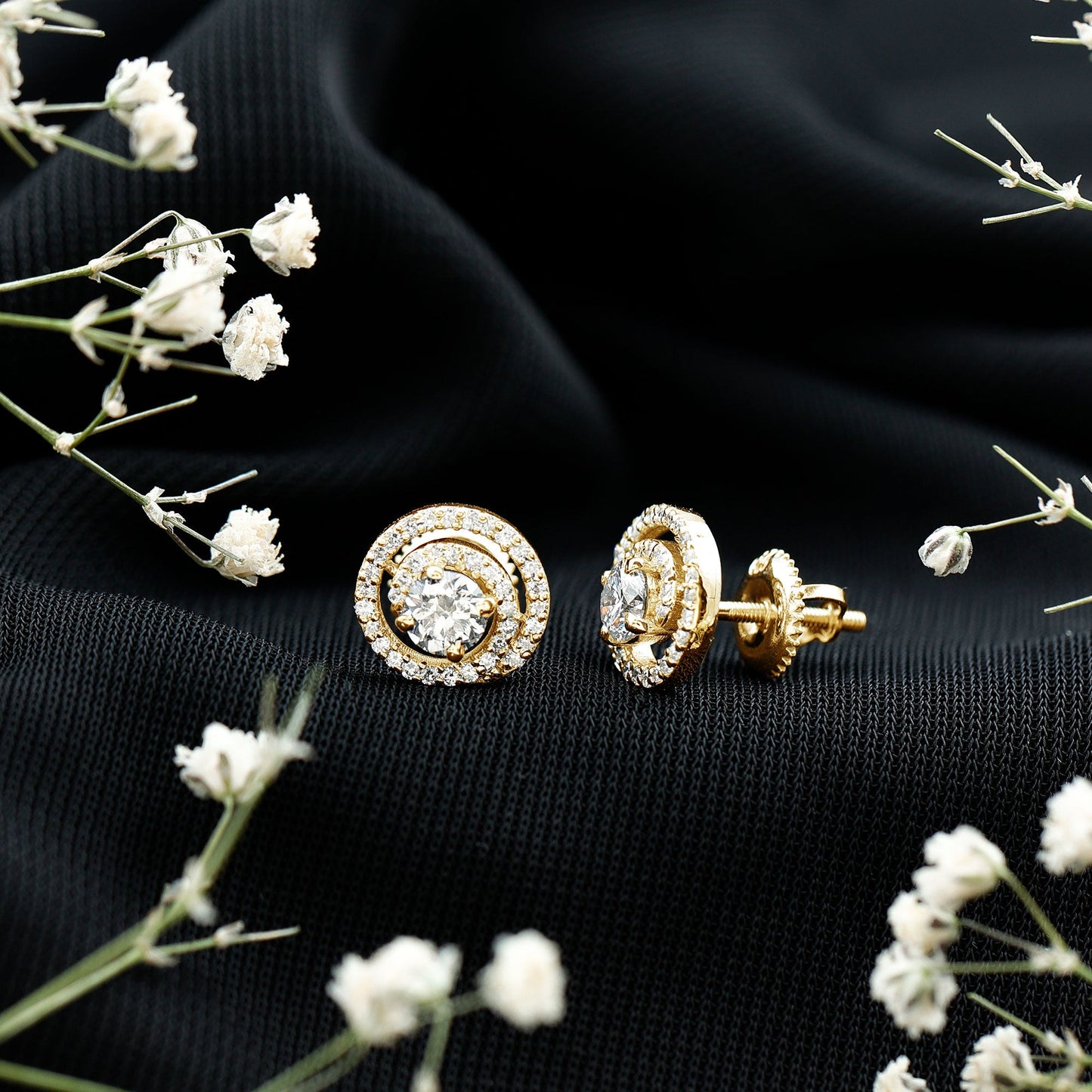 Lab Grown Diamond Swirl Stud Earrings With Screw Back