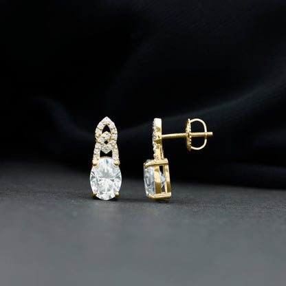 2.5 Carat Oval Lab Grown Diamond Designer Stud Earrings