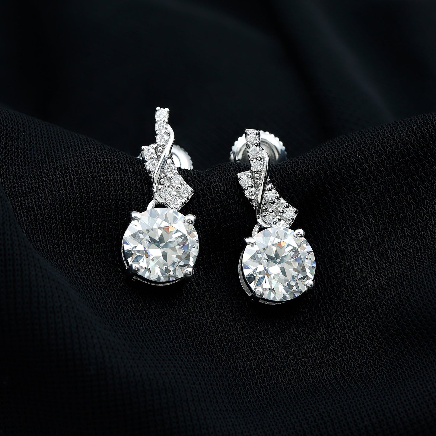 Certified 4 Carat Round Lab Diamond Designer Drop Earrings