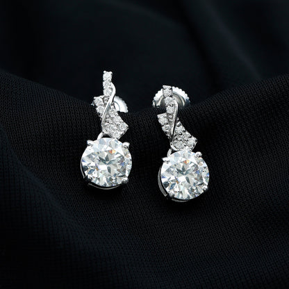 Certified 4 Carat Round Lab Diamond Designer Drop Earrings