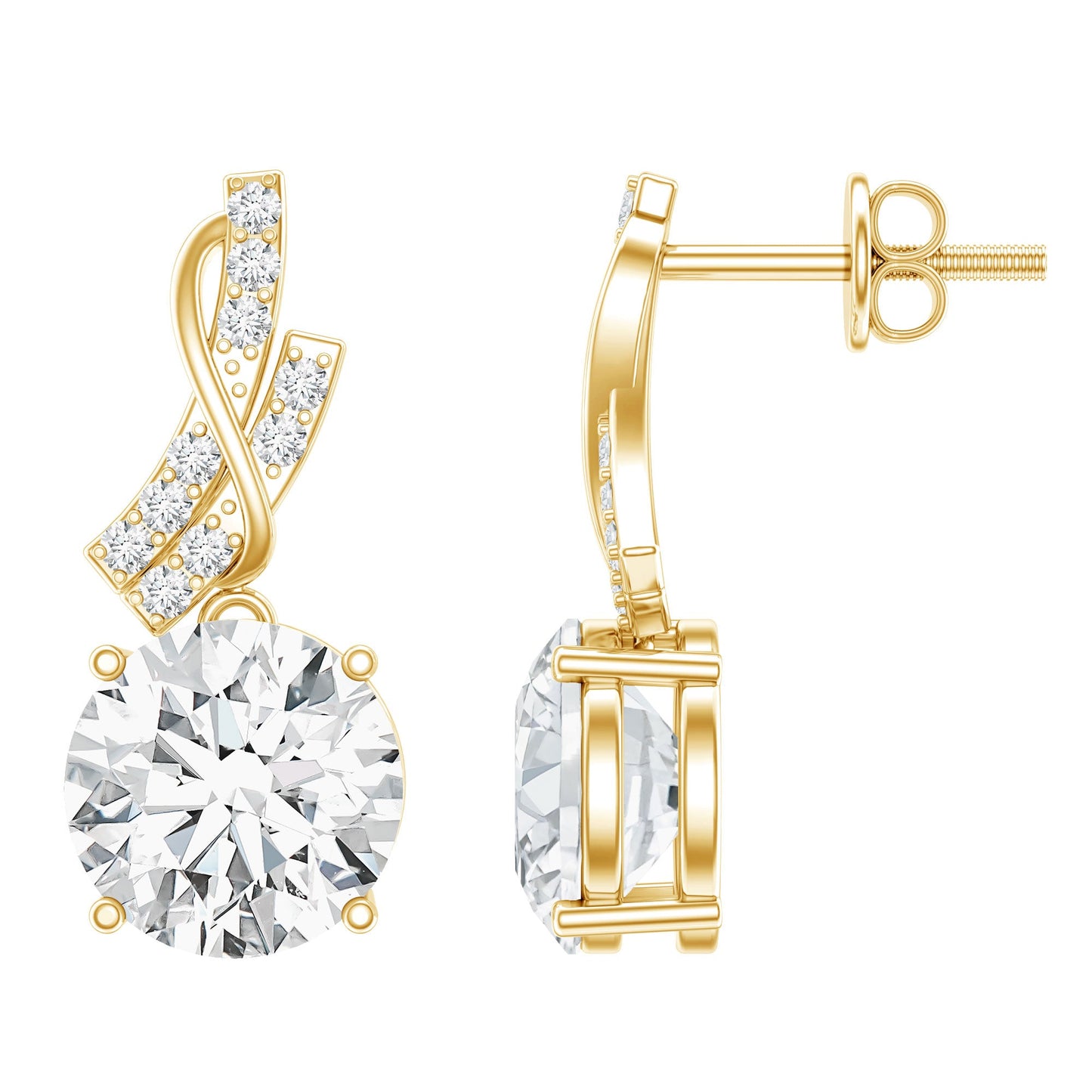 Certified 4 Carat Round Lab Diamond Designer Drop Earrings
