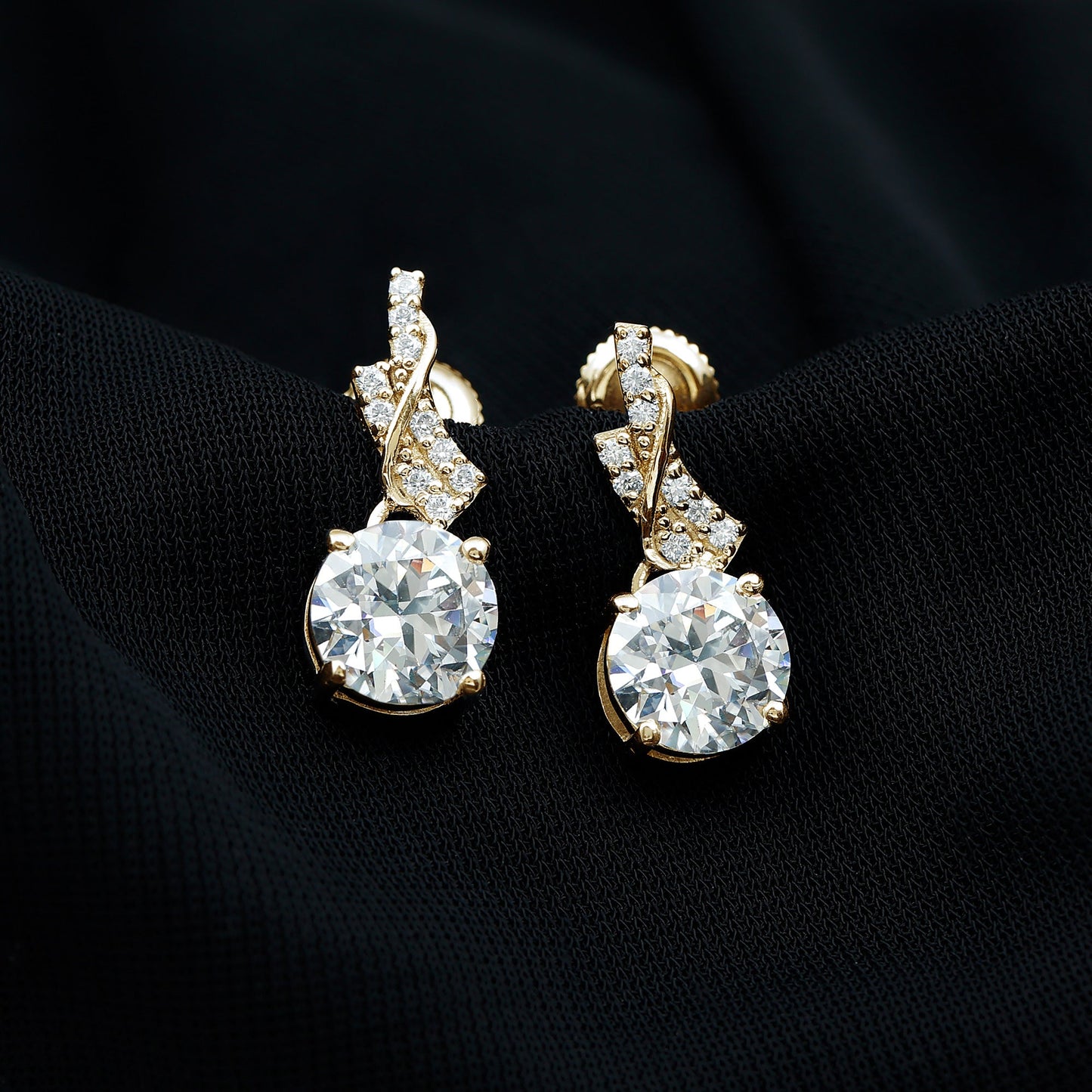 Certified 4 Carat Round Lab Diamond Designer Drop Earrings