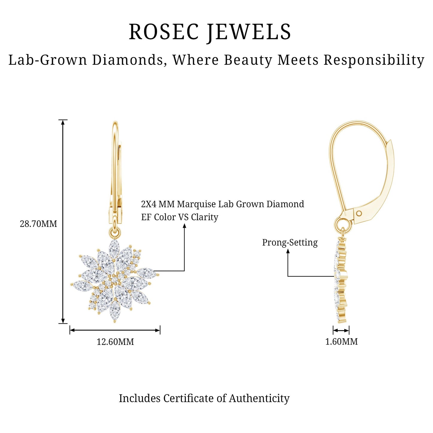 Lab Grown Diamond Flower Hoop Earrings
