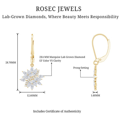 Lab Grown Diamond Flower Hoop Earrings