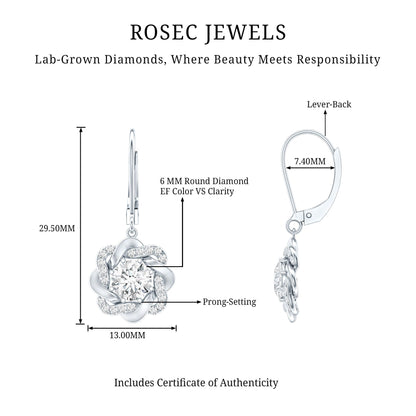 Lab Grown Diamond Flower Hoop Earrings For Her