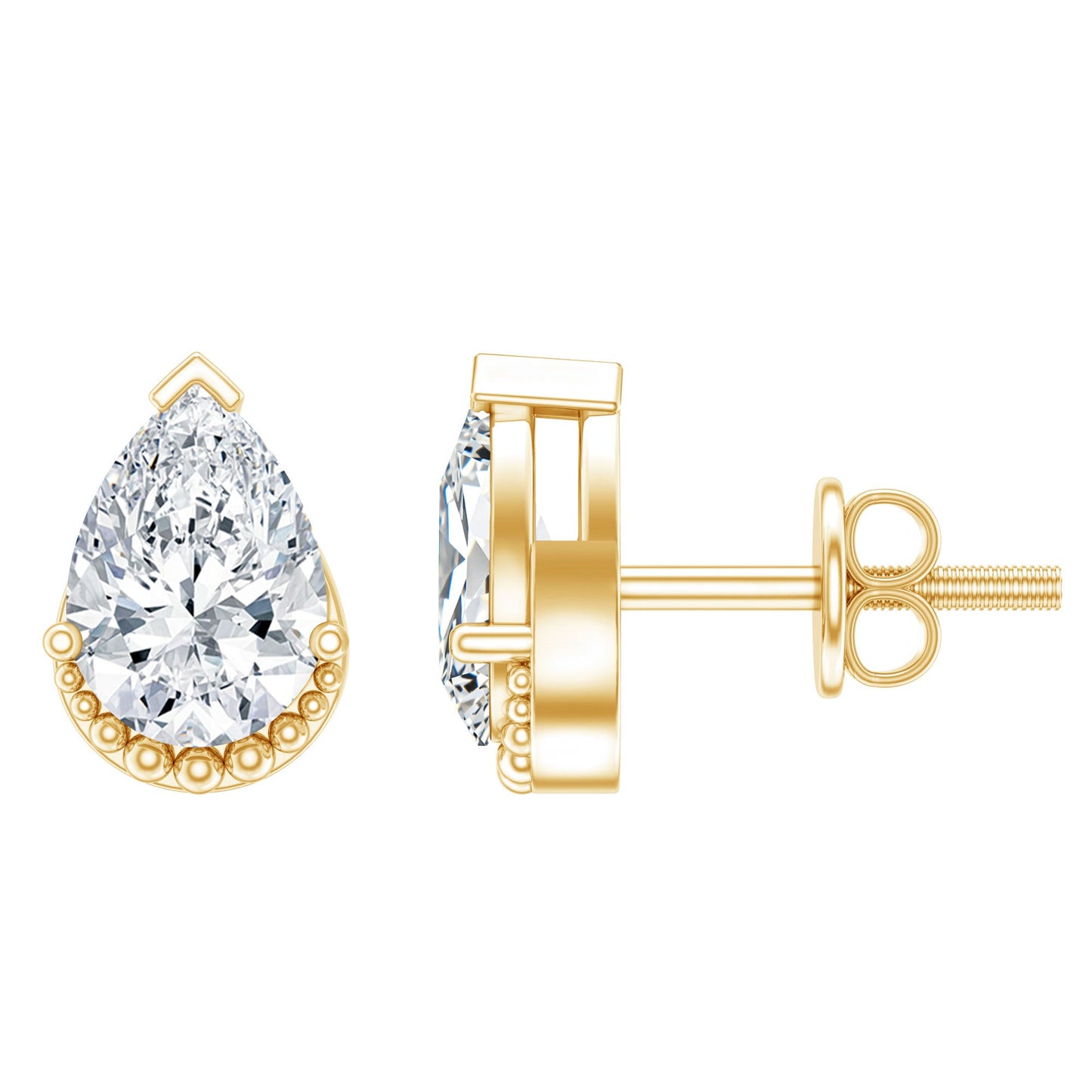 Certified Lab 1.3 Carat Pear Diamond Designer Stud Earrings