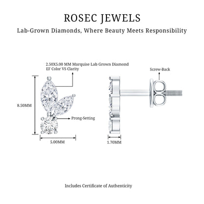 Certified Lab Grown Diamond Everyday Earrings With Screw Back