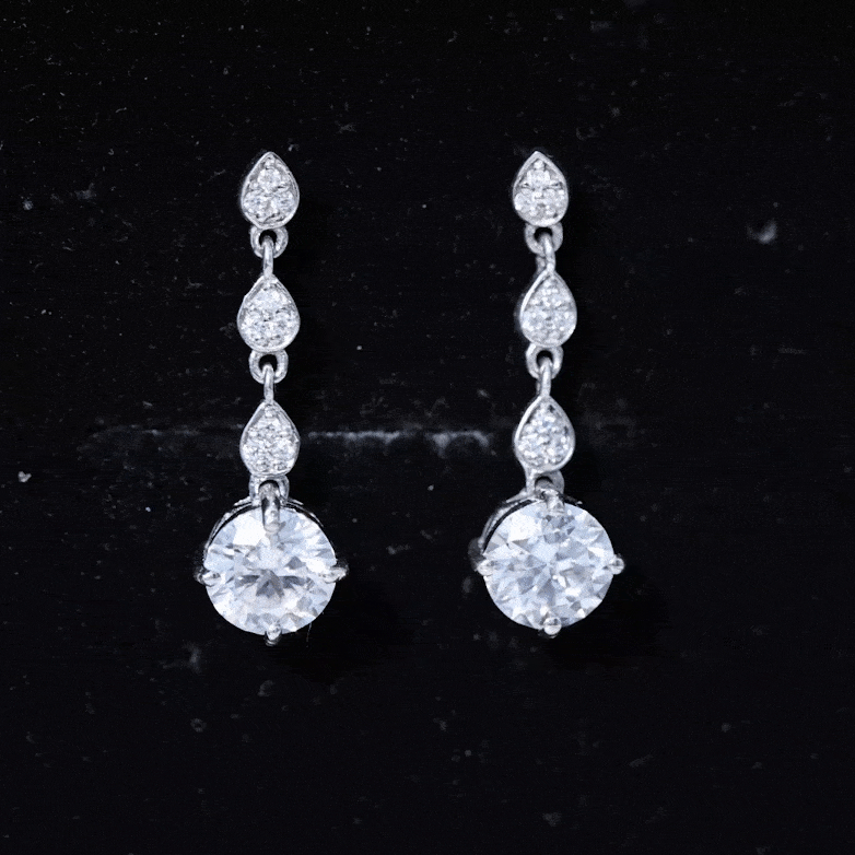 Certified Lab 2.5 Carat Round Diamond Dangle Chain Earrings