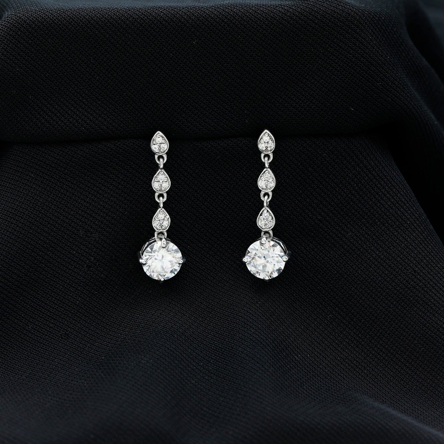 Certified Lab 2.5 Carat Round Diamond Dangle Chain Earrings