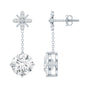 Certified 4 Carat Round Lab Grown Diamond Flower Dangle Earrings